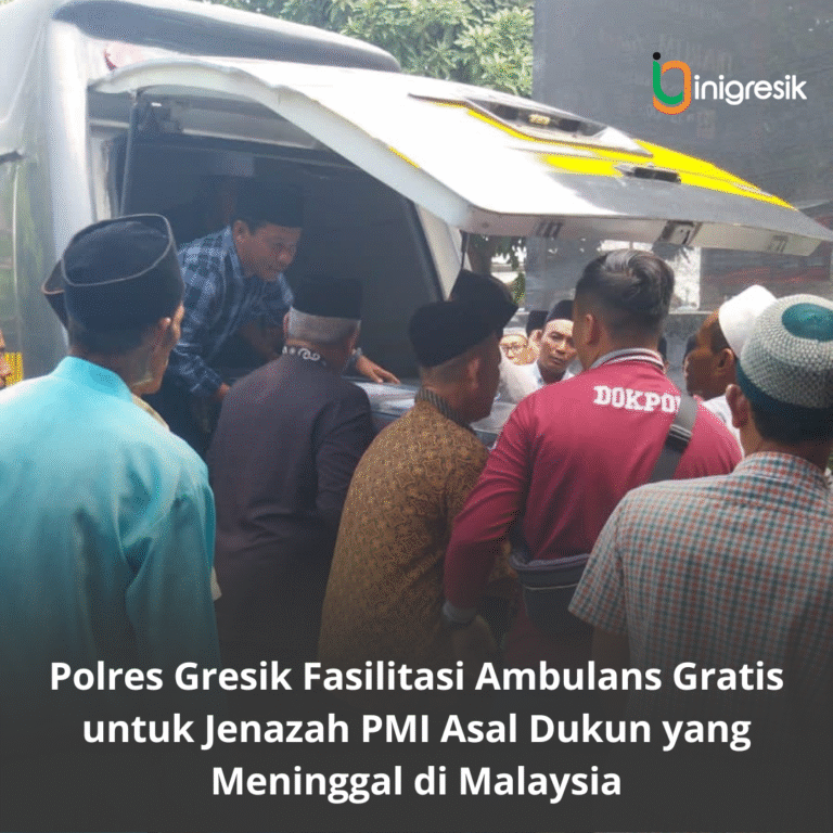 Polres Gresik Fasilitasi Ambulans Gratis untuk Jenazah PMI Asal Dukun yang Meninggal di Malaysia