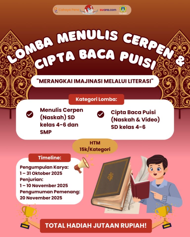 “Dari Kata Menjadi Cahaya”, Cahaya Pena & Suara.com Gelar Lomba Cerpen dan Puisi 2025 di Gresik